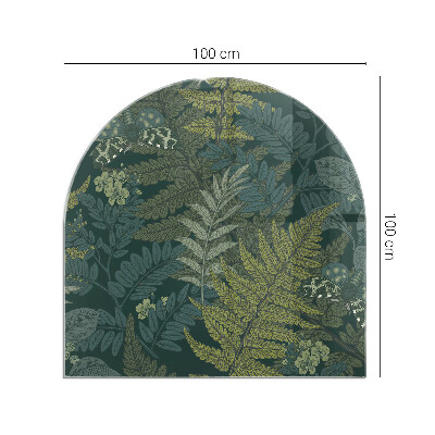 Halbrunde Funkenschutzplatte Glas Pflanzenmuster mit Schmetterlingen