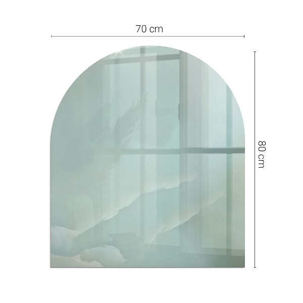 Halbrunde Glasbodenplatte Kamin Marmormotiv in dezenten Farbtönen