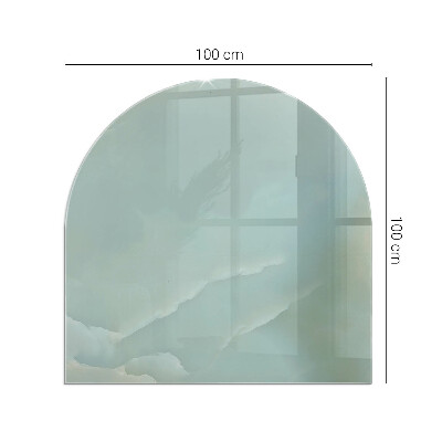 Halbrunde Glasbodenplatte Kamin Marmormotiv in dezenten Farbtönen