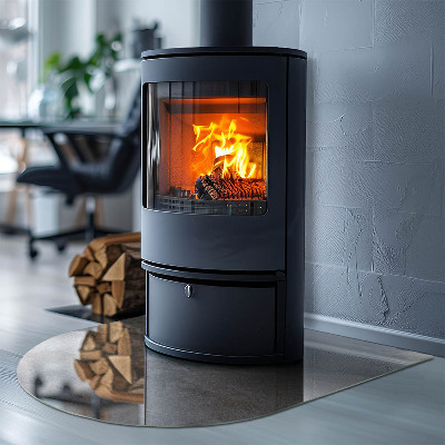 Halbrunde Glasbodenplatte Kamin Stein-inspiriertes Muster