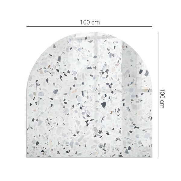 Halbrunde Glasbodenplatte Kamin Steinmuster mit kleinen Akzenten