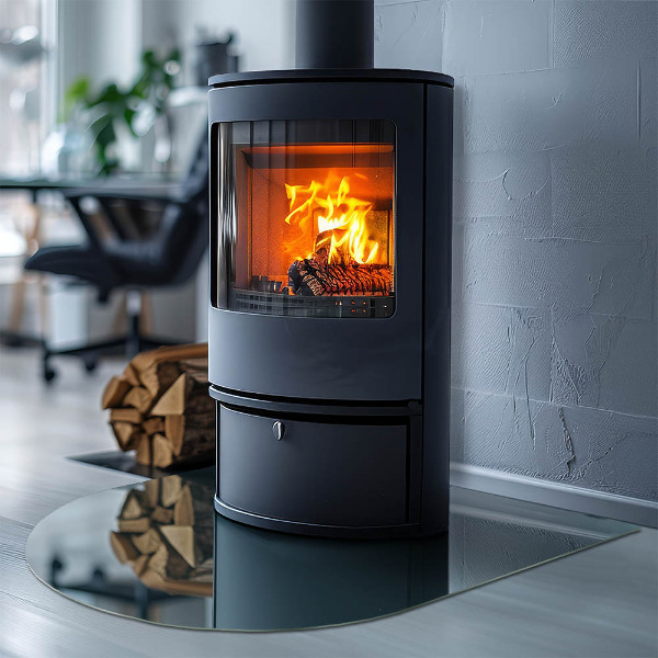 Halbrunde Funkenschutzplatte Glas Meeresfarbe