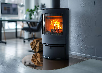 Halbrunde Glasbodenplatte Kamin Farbe Braun