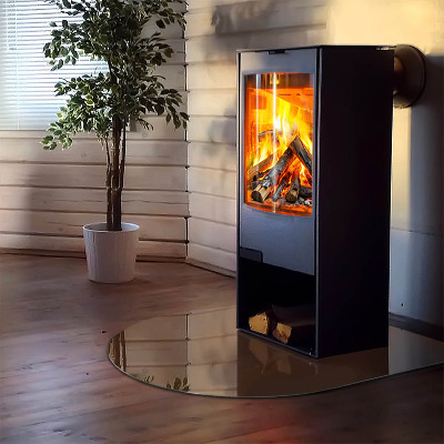 Halbrunde Glasbodenplatte Kamin Farbe Braun