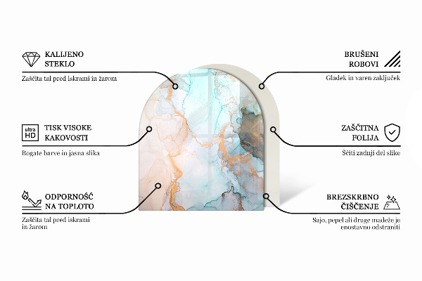 Halbrunde Funkenschutzplatte Glas Farbe: Dunkelblau
