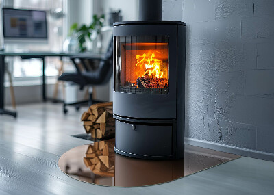 Halbrunde Glasbodenplatte Kamin Farbe Braun