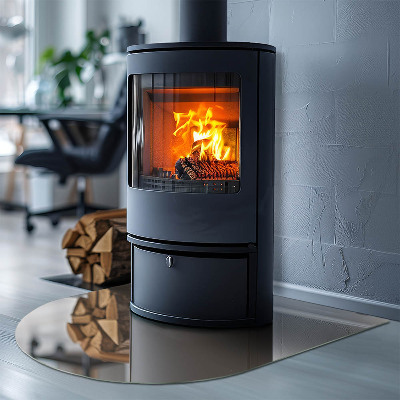 Halbrunde Glasplatte für Kaminofen Farbe Braun