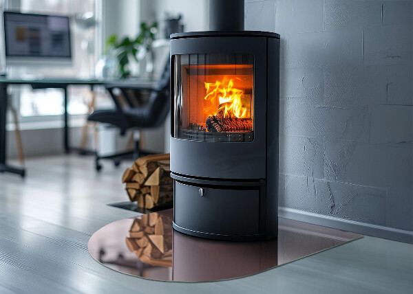 Halbrunde Glasbodenplatte Kamin Farbe Rosa