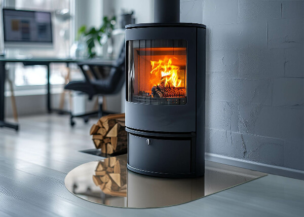 Halbrunde Funkenschutzplatte Glas Farbe Beige