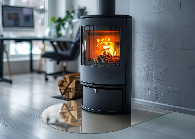 Halbrunde Glasplatte für Kaminofen Farbe Beige