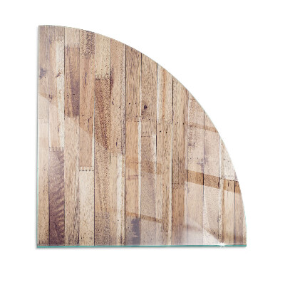 Funkenschutzplatte Glas Ecke Holzmuster in geometrischer Anordnung