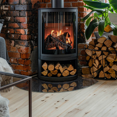 Glasbodenplatte Ecke Kamin Muster der Gesteinsstruktur