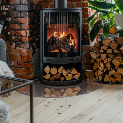 Glasbodenplatte Ecke Kamin Farbe Beige