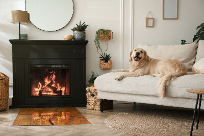 Rechteckige Glasplatte für Kaminofen Holz im Querschnitt mit natürlicher Maserung