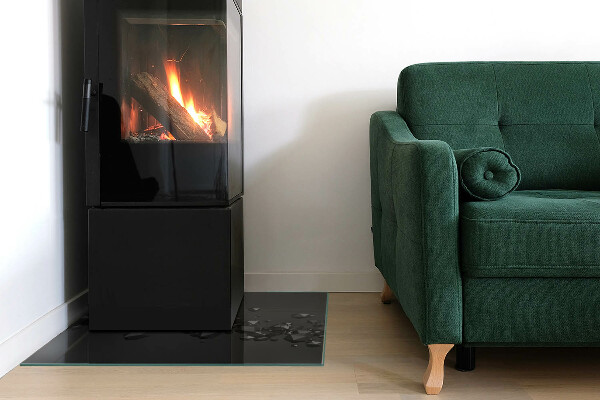 Rechteckige Glasplatte für Kaminofen Abstrakte Wolkenformen in Festkörpern