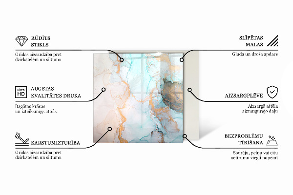 Rechteckige Funkenschutzplatte Glas Steinmuster inspiriert von der Natur