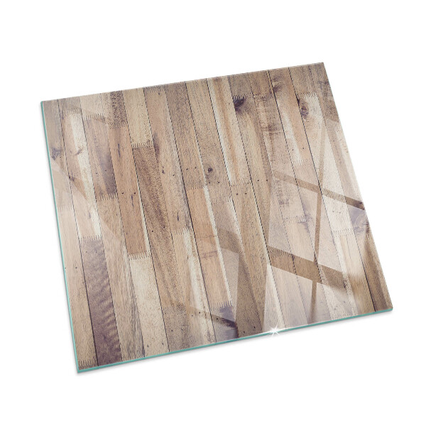 Rechteckige Funkenschutzplatte Glas Holzmuster in geometrischer Anordnung