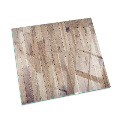 Rechteckige Funkenschutzplatte Glas Holzmuster in geometrischer Anordnung