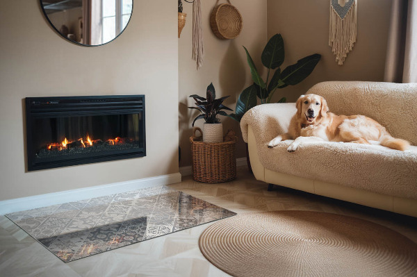 Rechteckige Funkenschutzplatte Glas Anordnung der Mosaikdekorationen
