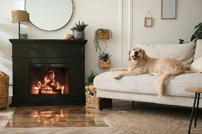 Rechteckige Glasbodenplatte für Ofen Natürliche Holzmaserung