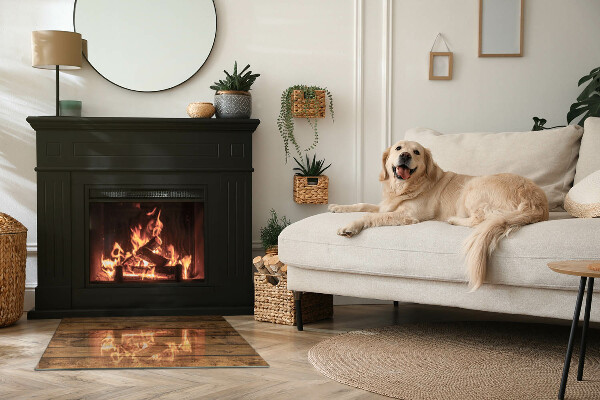 Rechteckige Glasbodenplatte für Ofen Natürliche Holzmaserung