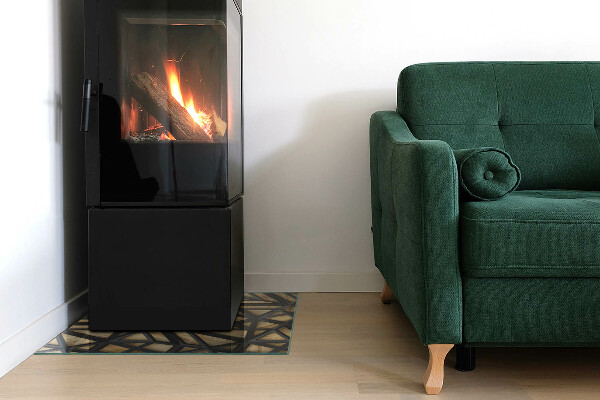 Rechteckige Funkenschutzplatte Glas Moderne Formen mit Holzakzenten