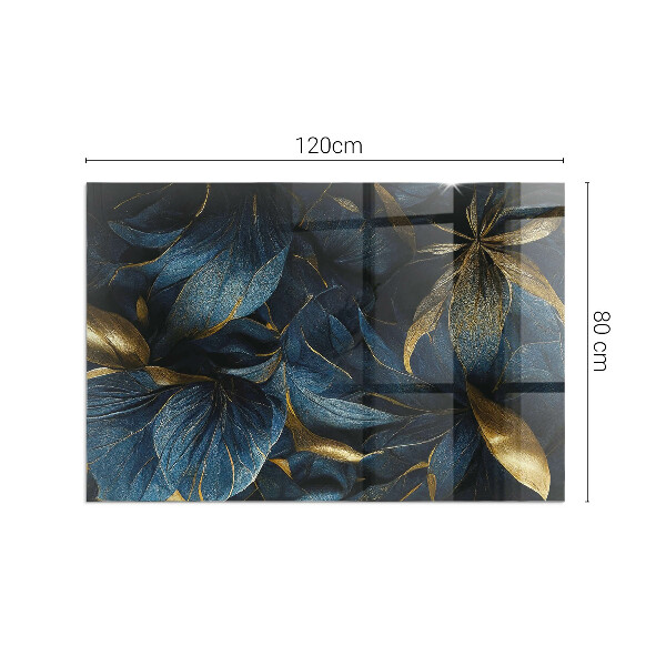 Rechteckige Glasplatte für Kaminofen Stilvolle Blätter in der Struktur