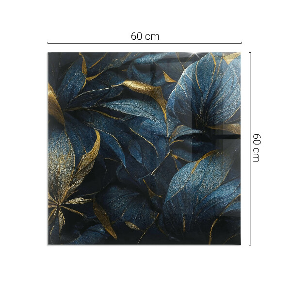 Rechteckige Glasplatte für Kaminofen Stilvolle Blätter in der Struktur