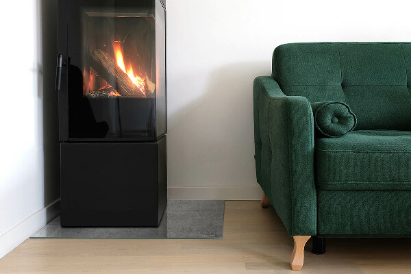 Rechteckige Glasplatte für Kaminofen Sichtbeton im minimalistischen Stil