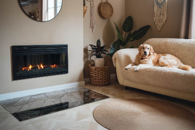 Rechteckige Glasplatte für Kaminofen Steinoptik in natürlicher Ausführung