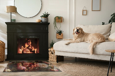 Rechteckige Glasbodenplatte für Ofen Florale Details in voller Blüte