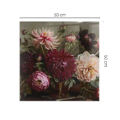 Rechteckige Glasbodenplatte für Ofen Florale Details in voller Blüte