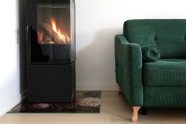 Rechteckige Glasbodenplatte für Ofen Florale Details in voller Blüte