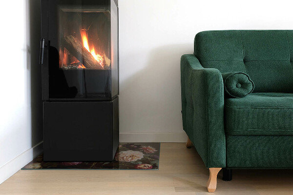 Rechteckige Glasbodenplatte für Ofen Florale Details in voller Blüte