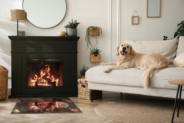 Rechteckige Glasbodenplatte für Ofen Florale Details in voller Blüte