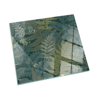 Rechteckige Funkenschutzplatte Glas Pflanzenmuster mit Schmetterlingen