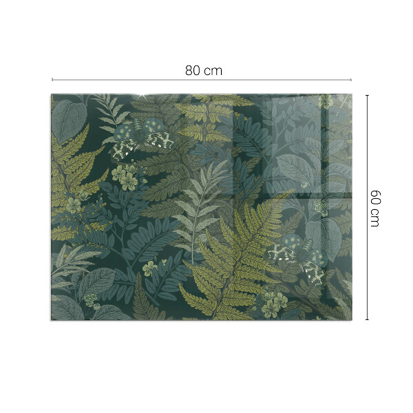 Rechteckige Funkenschutzplatte Glas Pflanzenmuster mit Schmetterlingen