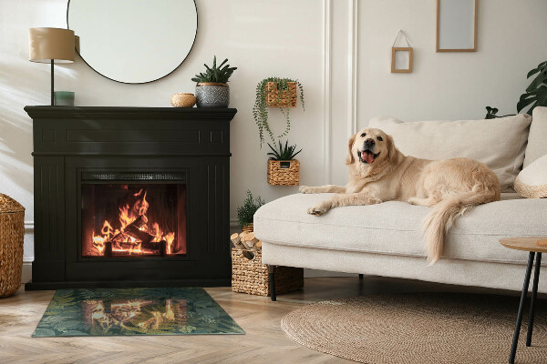 Rechteckige Funkenschutzplatte Glas Pflanzenmuster mit Schmetterlingen