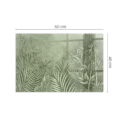 Rechteckige Glasplatte für Kaminofen Tropische Blätter im Hintergrund