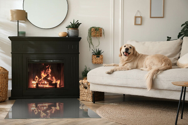 Rechteckige Glasplatte für Kaminofen Farbe: Graubraun