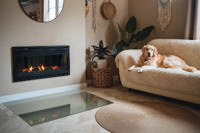 Rechteckige Glasplatte für Kaminofen Olivfarben