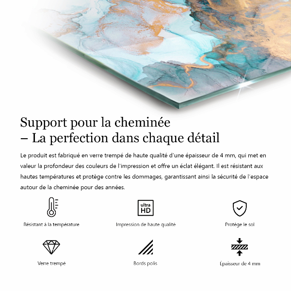 Rechteckige Funkenschutzplatte Glas Farbe Braun