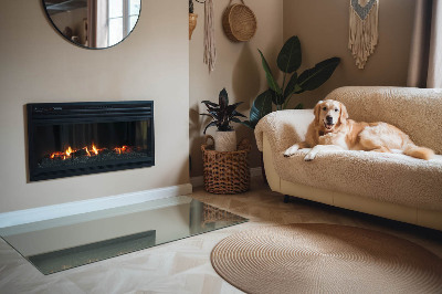 Rechteckige Glasplatte für Kaminofen Graugrüne Farbe