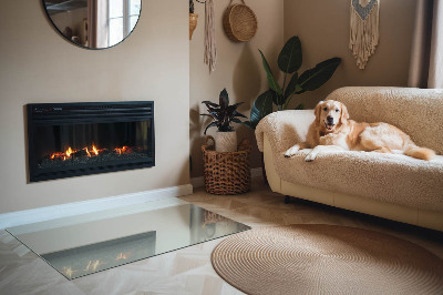 Rechteckige Glasplatte für Kaminofen Farbe Hellgrün