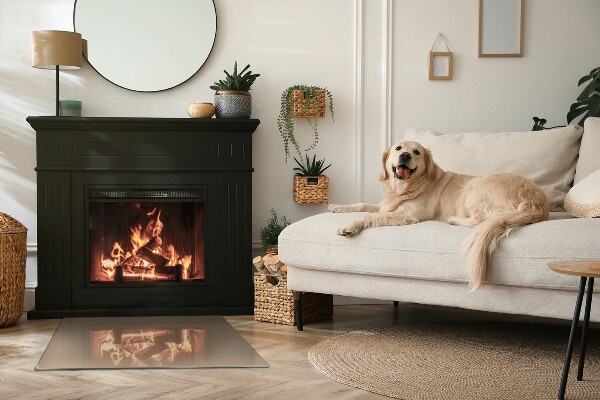 Rechteckige Funkenschutzplatte Glas Farbe Braun