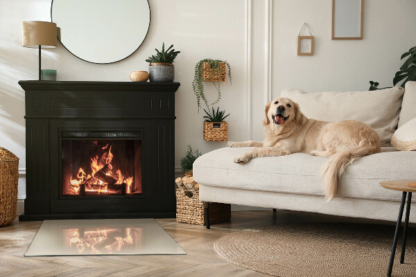 Rechteckige Funkenschutzplatte Glas Farbe Beige