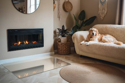 Rechteckige Glasplatte für Kaminofen Farbe Beige