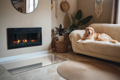 Rechteckige Funkenschutzplatte Glas Elfenbeinfarbe