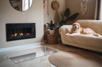 Rechteckige Glasplatte für Kaminofen Farbe Weiß