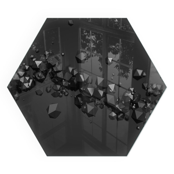 Sechseckige Glasplatte für Kamin Abstrakte Wolkenformen in Festkörpern